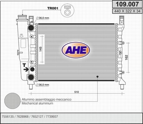 AHE 109.007 - Radiatore, Raffreddamento motore autozon.pro