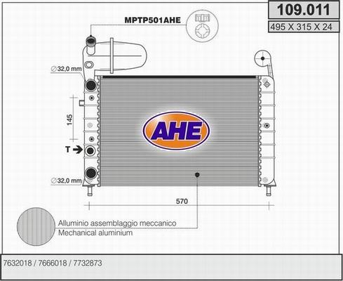 AHE 109.011 - Radiatore, Raffreddamento motore autozon.pro