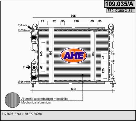 AHE 109.035/A - Radiatore, Raffreddamento motore autozon.pro