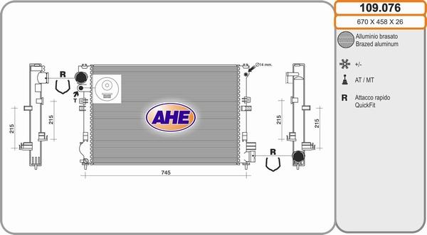 AHE 109.076 - Radiatore, Raffreddamento motore autozon.pro