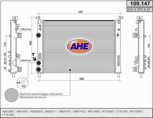 AHE 109.147 - Radiatore, Raffreddamento motore autozon.pro