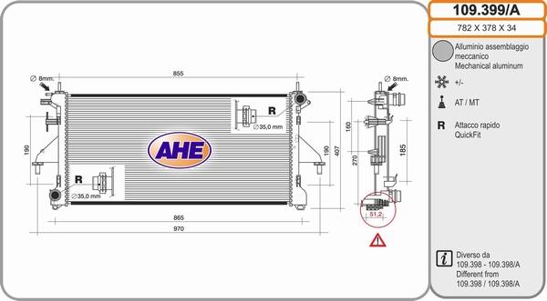 AHE 109.399/A - Radiatore, Raffreddamento motore autozon.pro