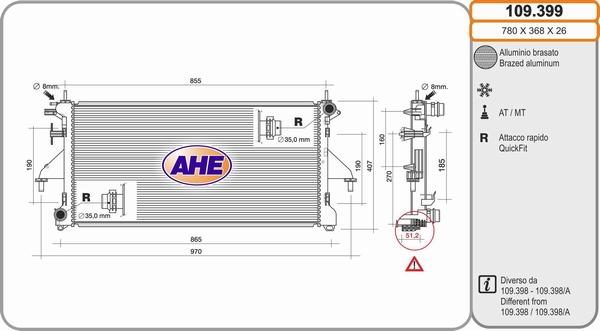 AHE 109.399 - Radiatore, Raffreddamento motore autozon.pro