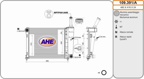 AHE 109.391/A - Radiatore, Raffreddamento motore autozon.pro