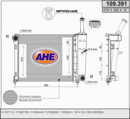 AHE 109.391 - Radiatore, Raffreddamento motore autozon.pro