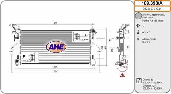 AHE 109.398/A - Radiatore, Raffreddamento motore autozon.pro