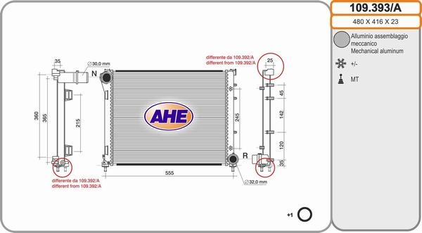 AHE 109.393/A - Radiatore, Raffreddamento motore autozon.pro