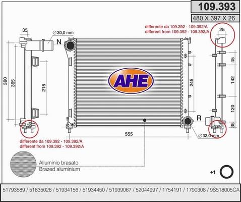 AHE 109.393 - Radiatore, Raffreddamento motore autozon.pro