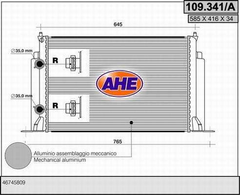 AHE 109.341/A - Radiatore, Raffreddamento motore autozon.pro