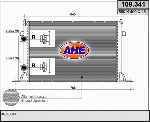 AHE 109.341 - Radiatore, Raffreddamento motore autozon.pro