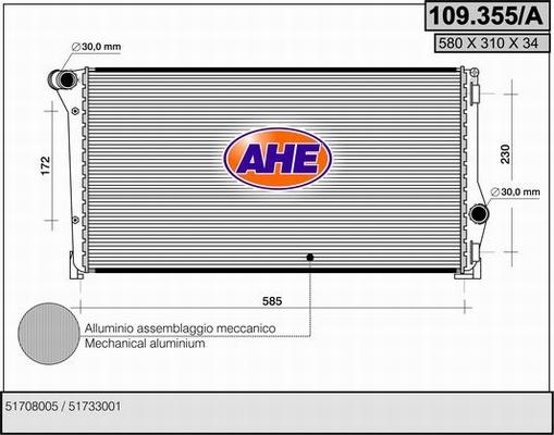 AHE 109.355/A - Radiatore, Raffreddamento motore autozon.pro