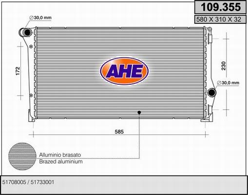 AHE 109.355 - Radiatore, Raffreddamento motore autozon.pro