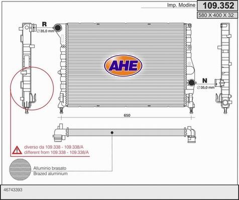 AHE 109.352 - Radiatore, Raffreddamento motore autozon.pro