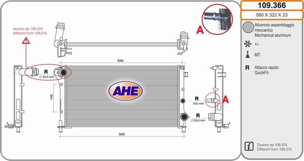 AHE 109.366 - Radiatore, Raffreddamento motore autozon.pro