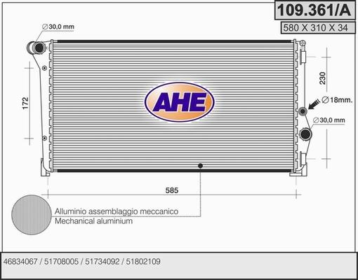 AHE 109.361/A - Radiatore, Raffreddamento motore autozon.pro