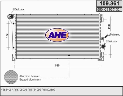 AHE 109.361 - Radiatore, Raffreddamento motore autozon.pro