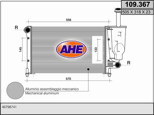 AHE 109.367 - Radiatore, Raffreddamento motore autozon.pro