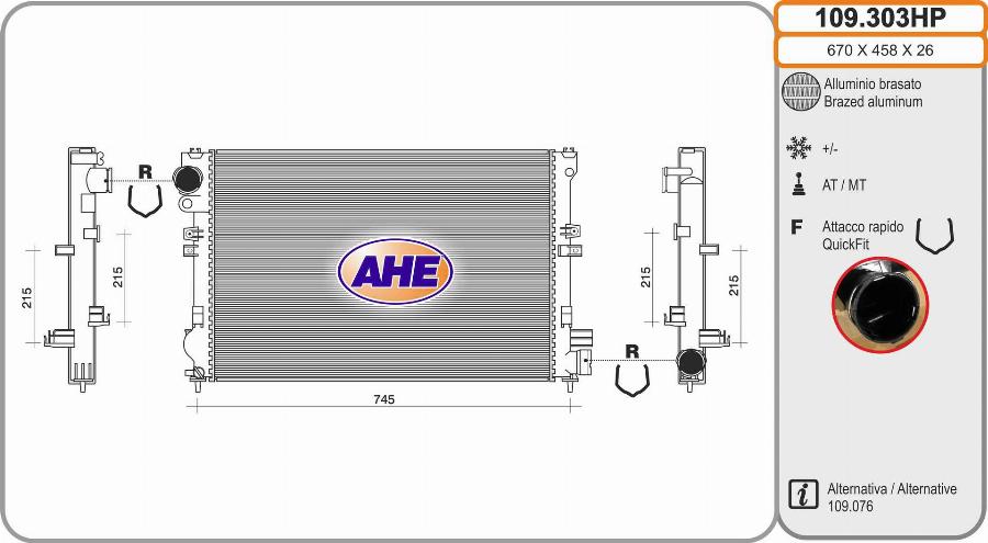 AHE 109.303HP - Radiatore, Raffreddamento motore autozon.pro