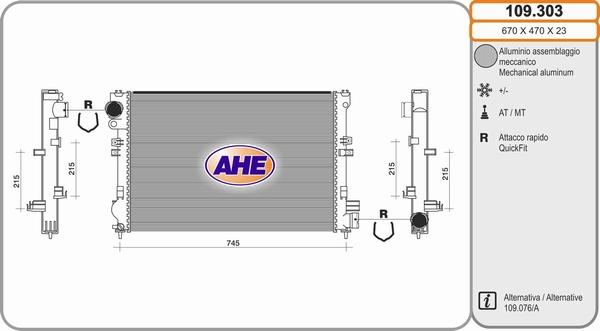 AHE 109.303 - Radiatore, Raffreddamento motore autozon.pro