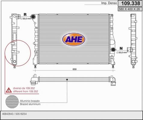 AHE 109.338 - Radiatore, Raffreddamento motore autozon.pro