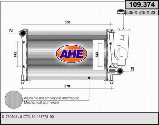 AHE 109.374 - Radiatore, Raffreddamento motore autozon.pro