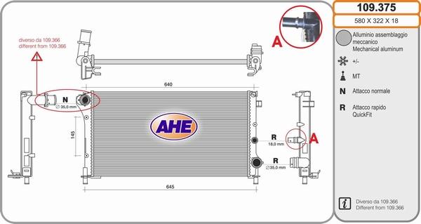 AHE 109.375 - Radiatore, Raffreddamento motore autozon.pro