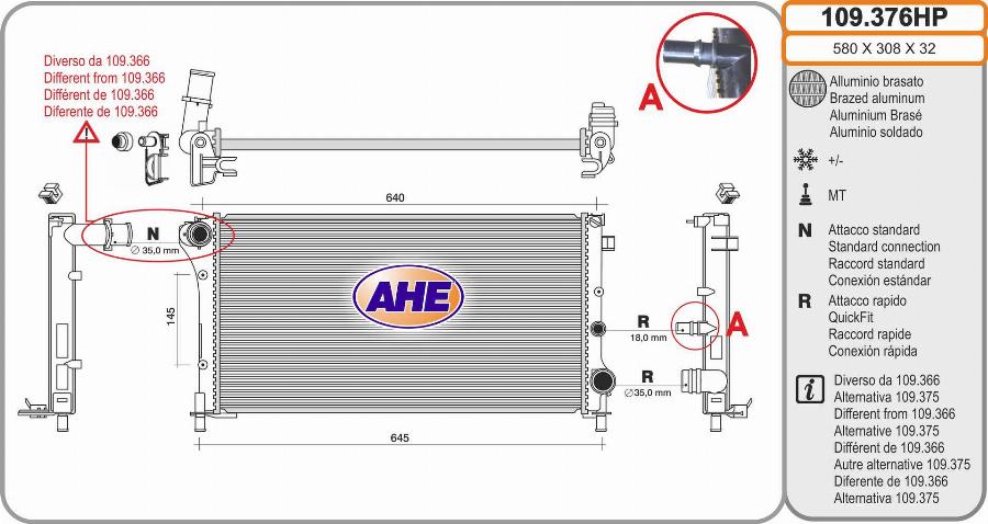 AHE 109.376HP - Radiatore, Raffreddamento motore autozon.pro