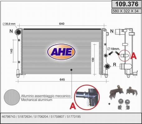 AHE 109.376 - Radiatore, Raffreddamento motore autozon.pro