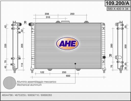 AHE 109.200/A - Radiatore, Raffreddamento motore autozon.pro