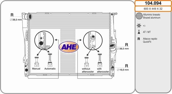 AHE 104.094 - Radiatore, Raffreddamento motore autozon.pro