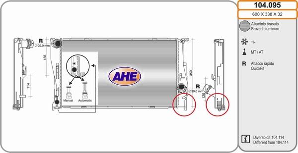 AHE 104.095 - Radiatore, Raffreddamento motore autozon.pro