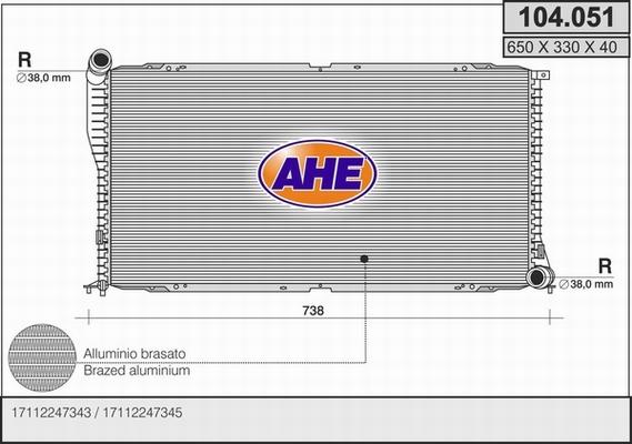 AHE 104.051 - Radiatore, Raffreddamento motore autozon.pro