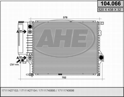 AHE 104.066 - Radiatore, Raffreddamento motore autozon.pro