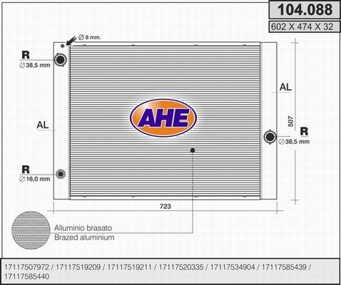 AHE 104.088 - Radiatore, Raffreddamento motore autozon.pro