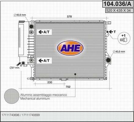 AHE 104.036/A - Radiatore, Raffreddamento motore autozon.pro