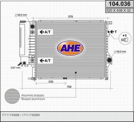 AHE 104.036 - Radiatore, Raffreddamento motore autozon.pro