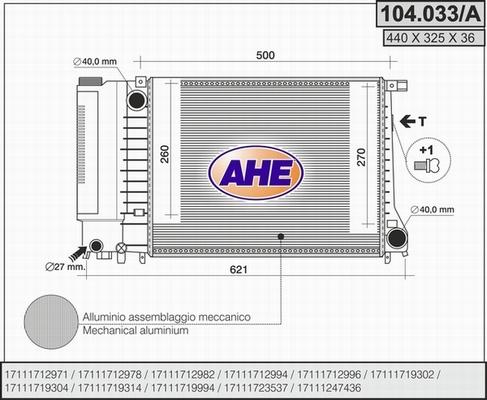 AHE 104.033/A - Radiatore, Raffreddamento motore autozon.pro