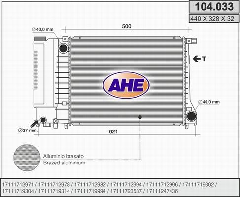 AHE 104.033 - Radiatore, Raffreddamento motore autozon.pro