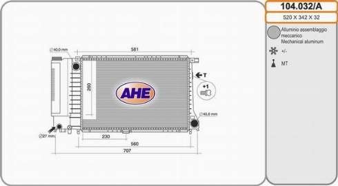 AHE 104.032/A - Radiatore, Raffreddamento motore autozon.pro