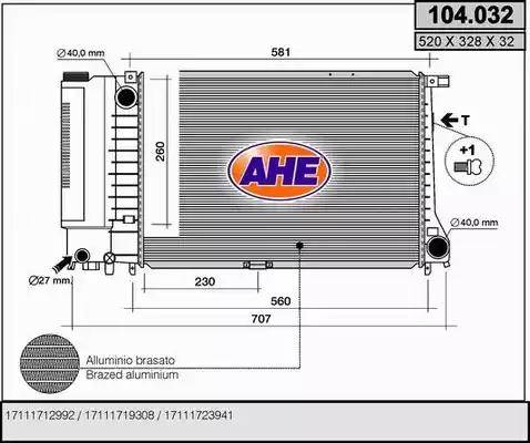 AHE 104.032 - Radiatore, Raffreddamento motore autozon.pro