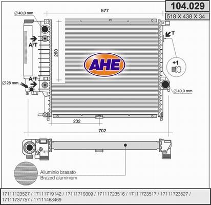 AHE 104.029 - Radiatore, Raffreddamento motore autozon.pro