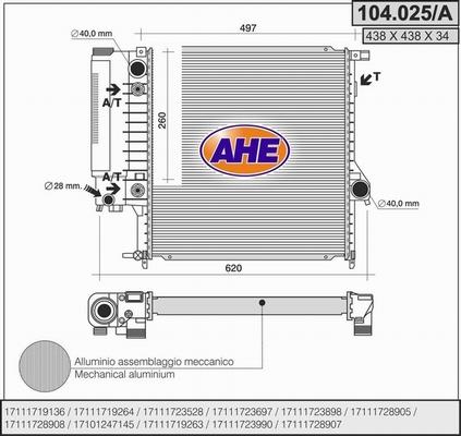 AHE 104.025/A - Radiatore, Raffreddamento motore autozon.pro