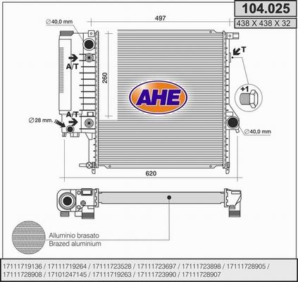 AHE 104.025 - Radiatore, Raffreddamento motore autozon.pro