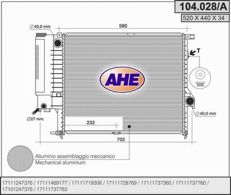 AHE 104.028/A - Radiatore, Raffreddamento motore autozon.pro