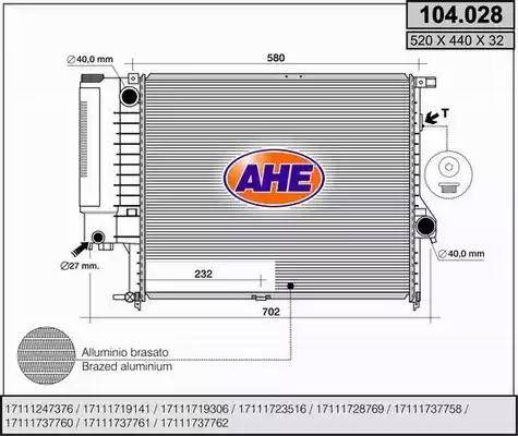 AHE 104.028 - Radiatore, Raffreddamento motore autozon.pro