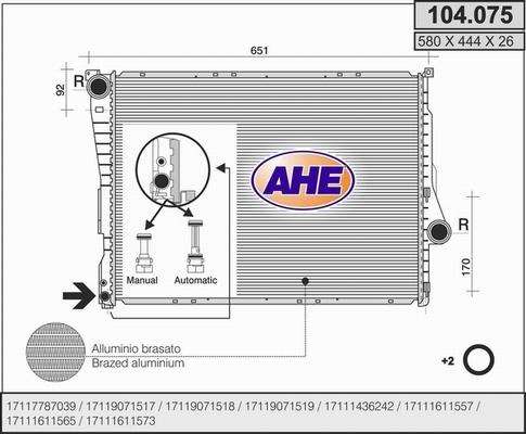 AHE 104.075 - Radiatore, Raffreddamento motore autozon.pro