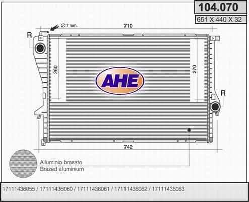 AHE 104.070 - Radiatore, Raffreddamento motore autozon.pro