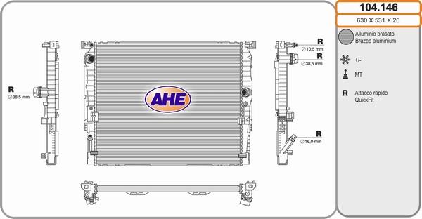 AHE 104.146 - Radiatore, Raffreddamento motore autozon.pro