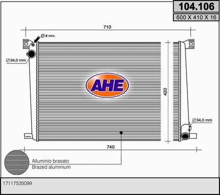 AHE 104.106 - Radiatore, Raffreddamento motore autozon.pro