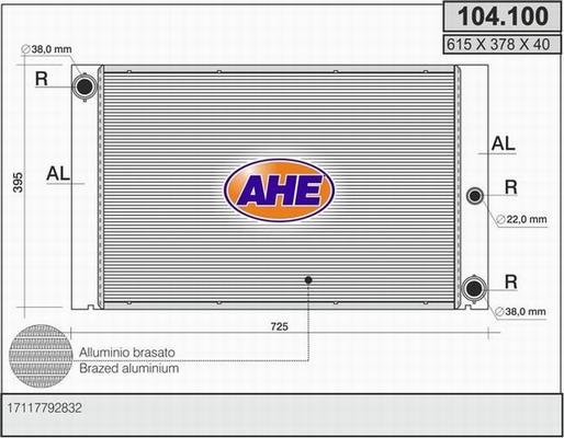 AHE 104.100 - Radiatore, Raffreddamento motore autozon.pro